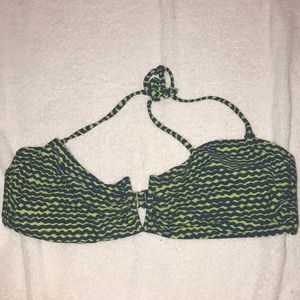 Navy Blue & Green Bikini Top